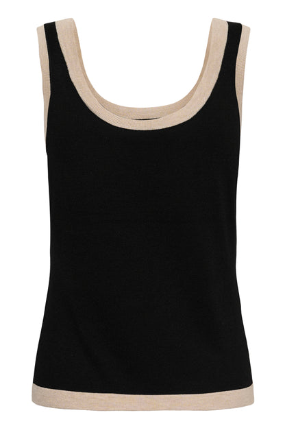 Kaffe KAlizza Contrast Knit Top Black Deep