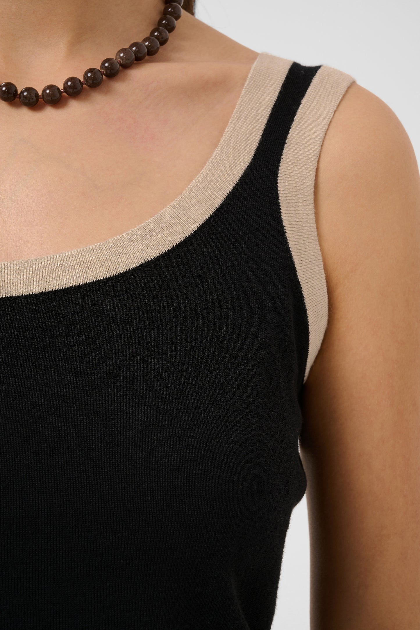 Kaffe KAlizza Contrast Knit Top Black Deep