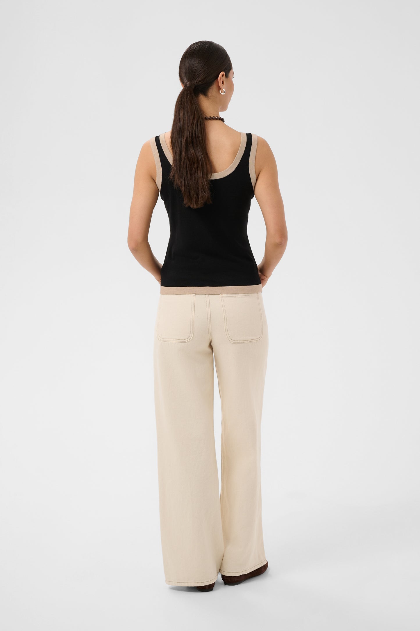 Kaffe KAlizza Contrast Knit Top Black Deep