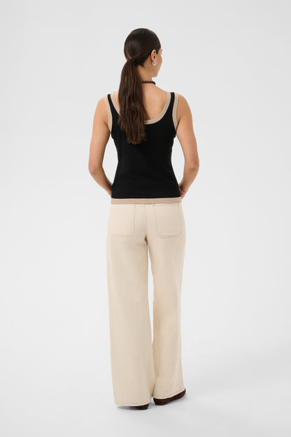 Kaffe KAlizza Contrast Knit Top Black Deep