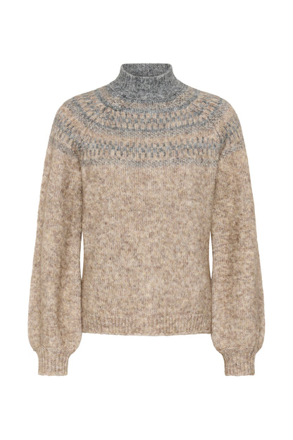 Kaffe KAgerda Pullover Knit Brown Melange/Grey Melange