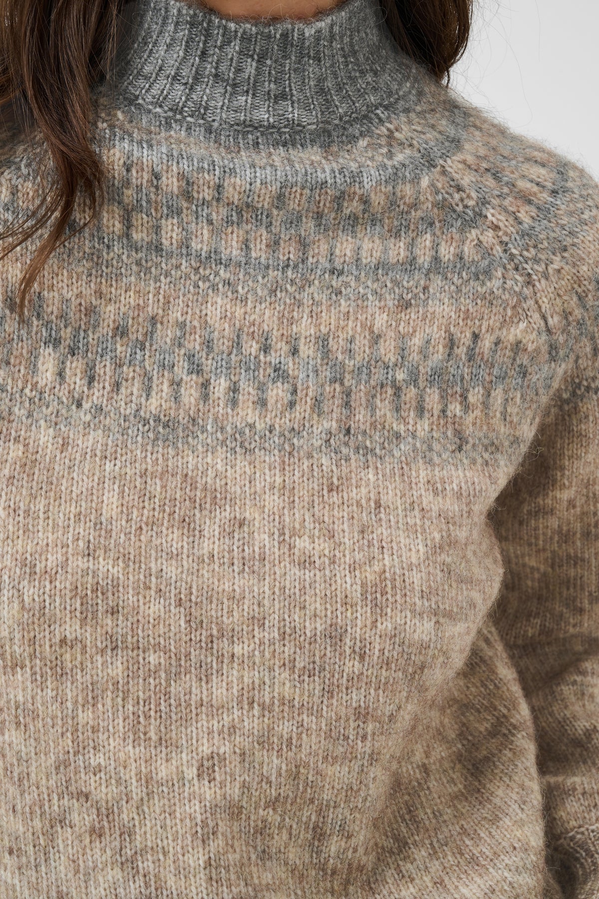 Kaffe KAgerda Pullover Knit Brown Melange/Grey Melange