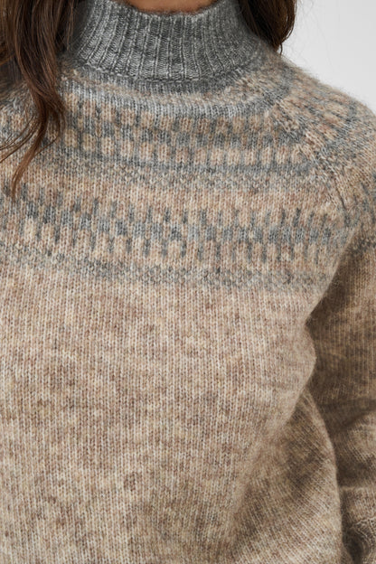Kaffe KAgerda Pullover Knit Brown Melange/Grey Melange