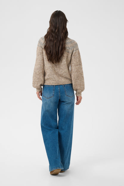 Kaffe KAgerda Pullover Knit Brown Melange/Grey Melange