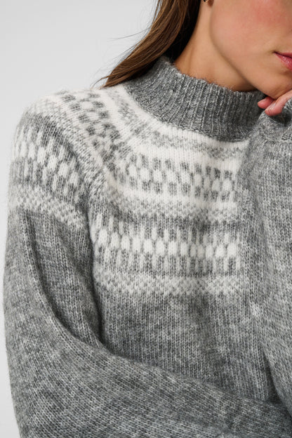 Kaffe KAgerda Pullover Knit Dark Grey Melange/Chalk