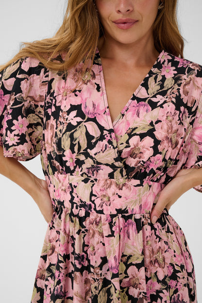 Kaffe KAsirena Printed Dress Pink Flower