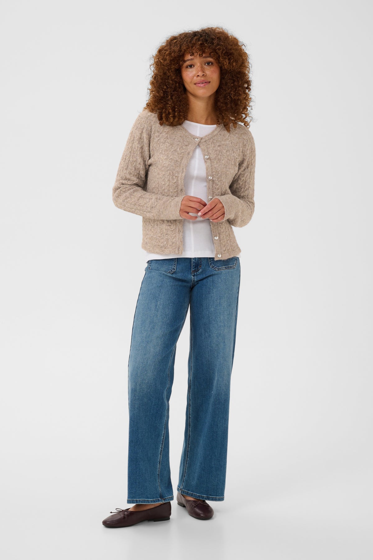 Kaffe KAmelanie Cardigan Beige Melange