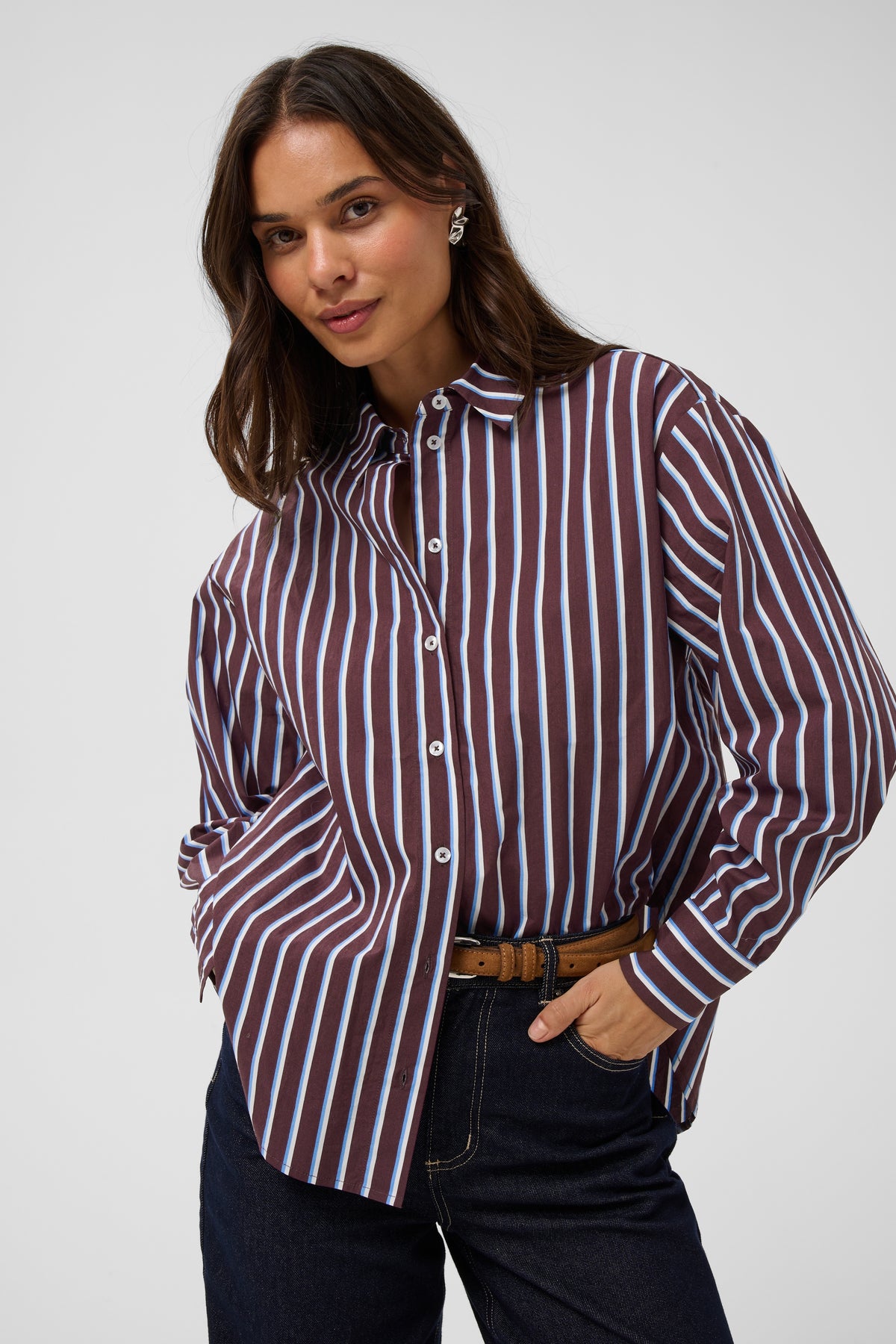Kaffe KAgavina Shirt Fudge/Chalk/Provance