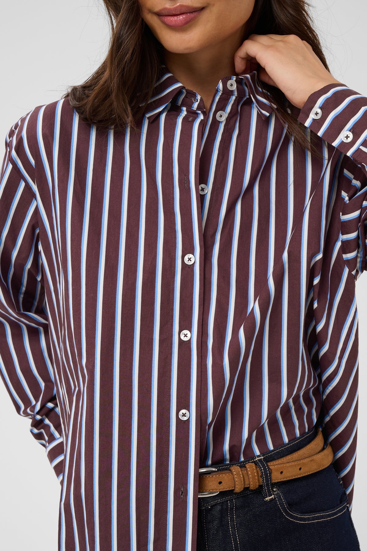 Kaffe KAgavina Shirt Fudge/Chalk/Provance