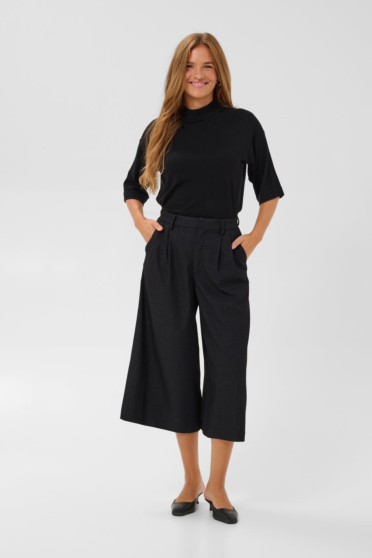 Kaffe KAgabby Culotte Trouser Dark Grey Melange