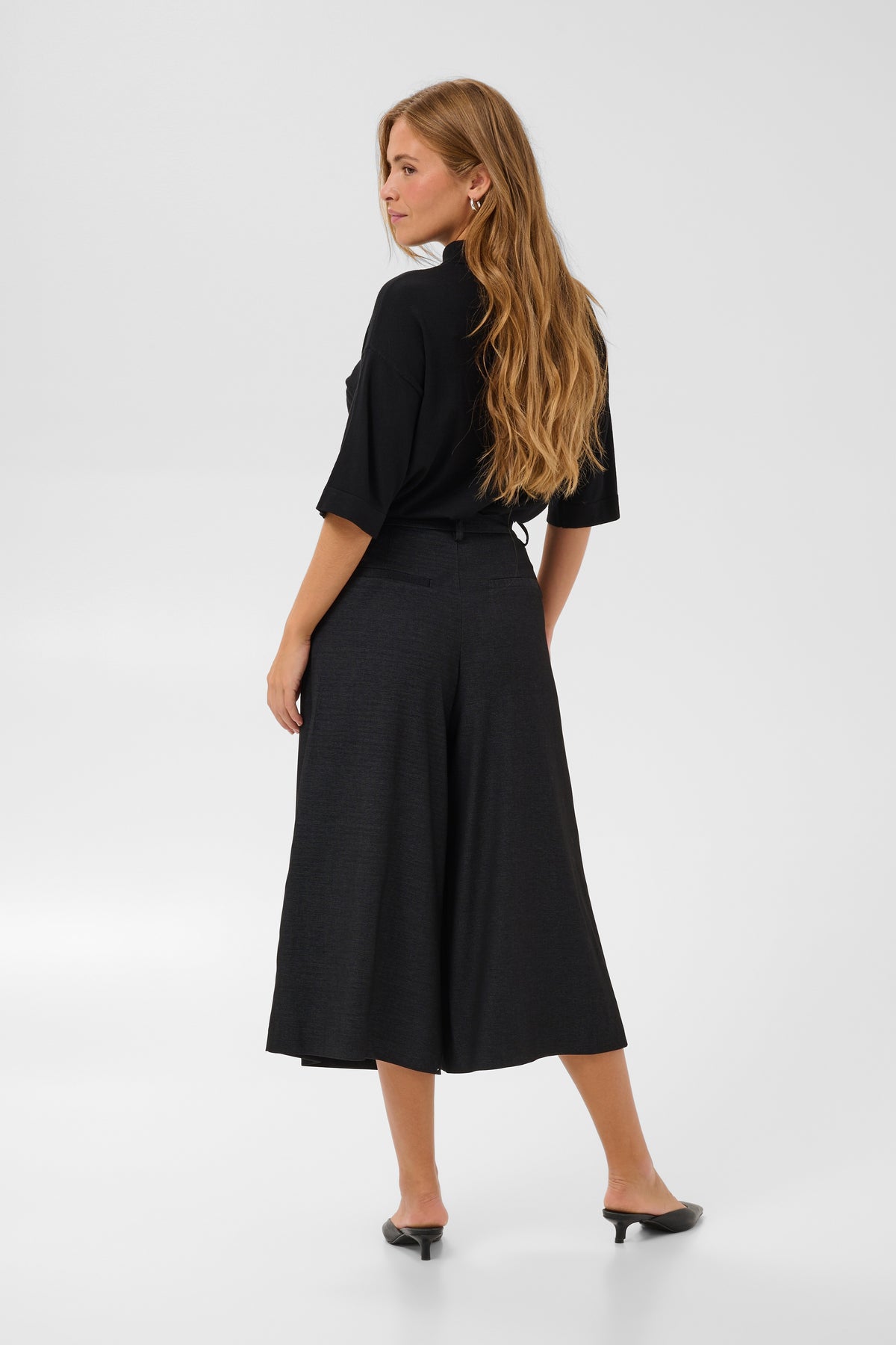 Kaffe KAgabby Culotte Trouser Dark Grey Melange