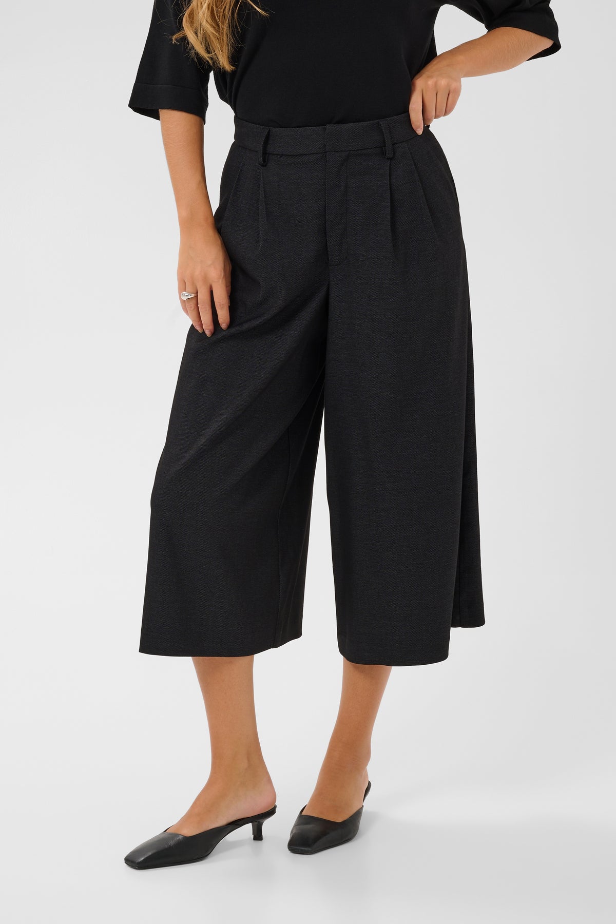 Kaffe KAgabby Culotte Trouser Dark Grey Melange