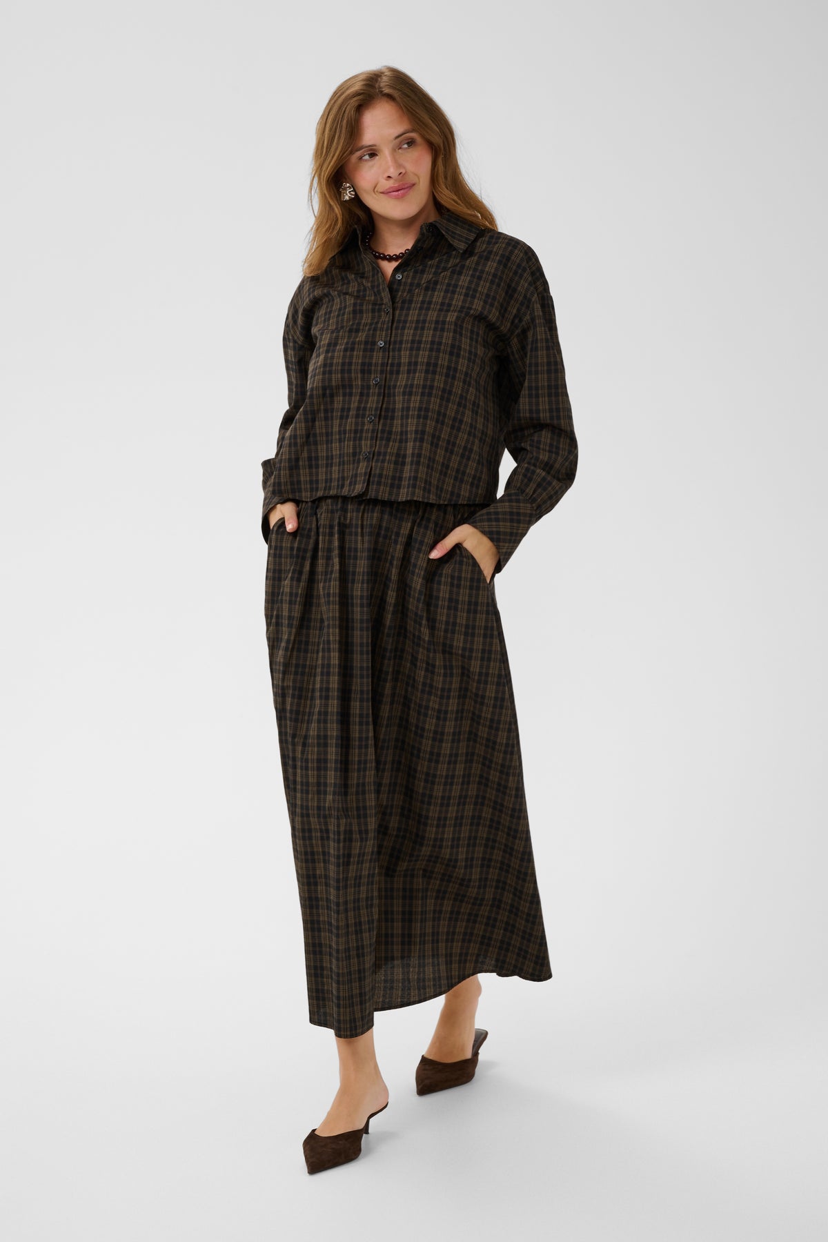 Kaffe KAhelie Skirt Black/ Brown check