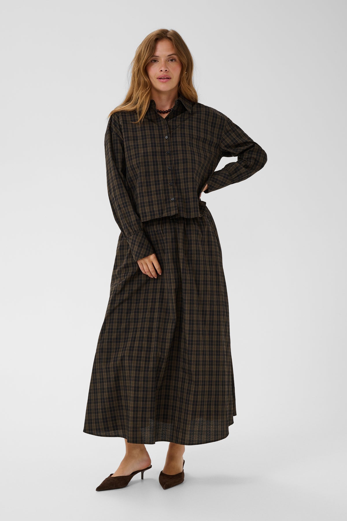 Kaffe KAhelie Skirt Black/ Brown check