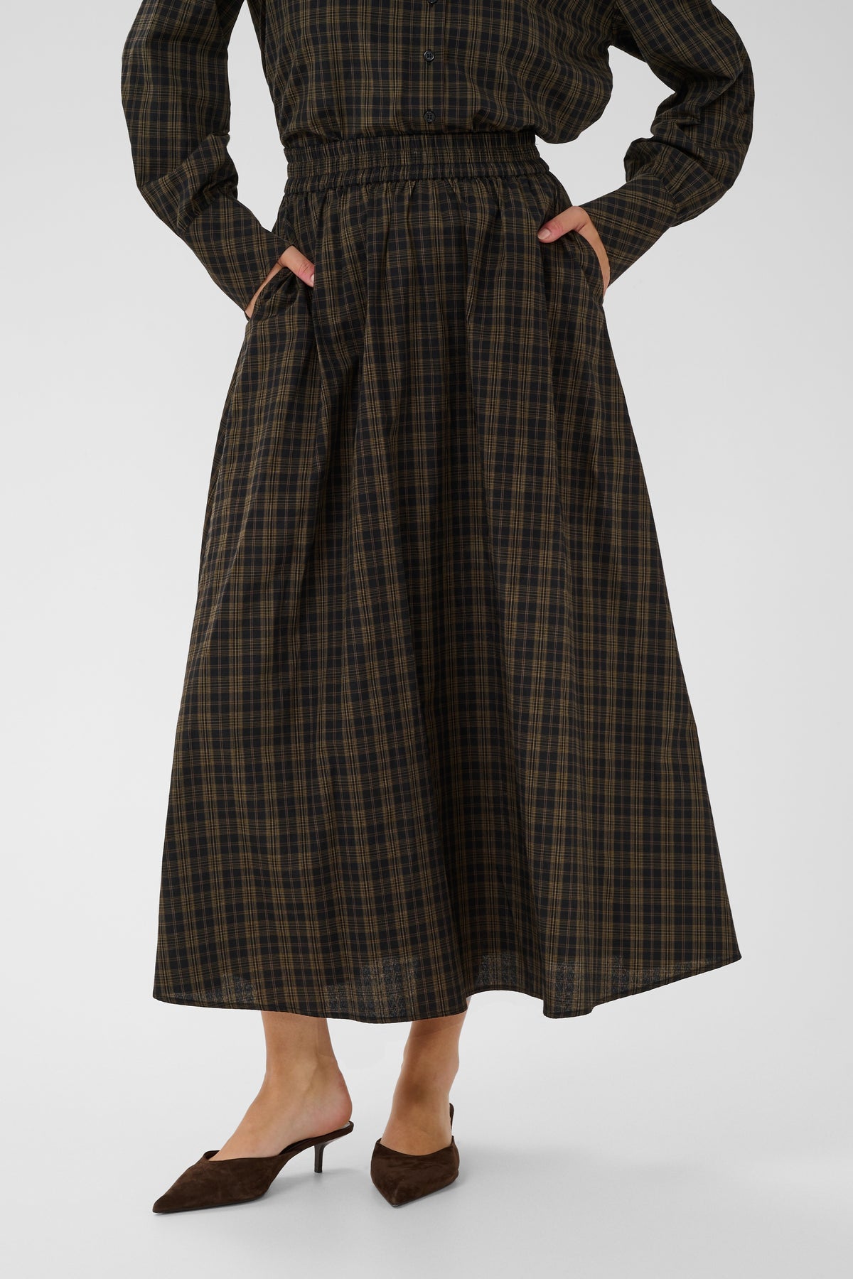 Kaffe KAhelie Skirt Black/ Brown check
