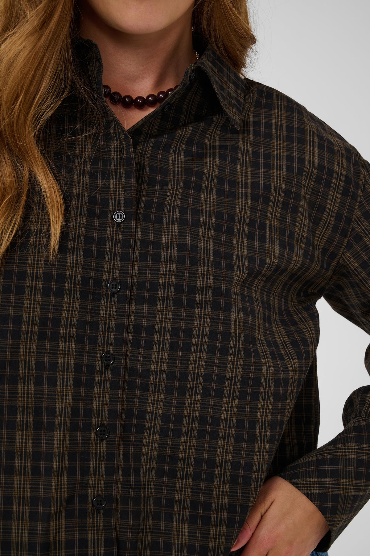 Kaffe KAhelie Check Shirt Black/ Brown check