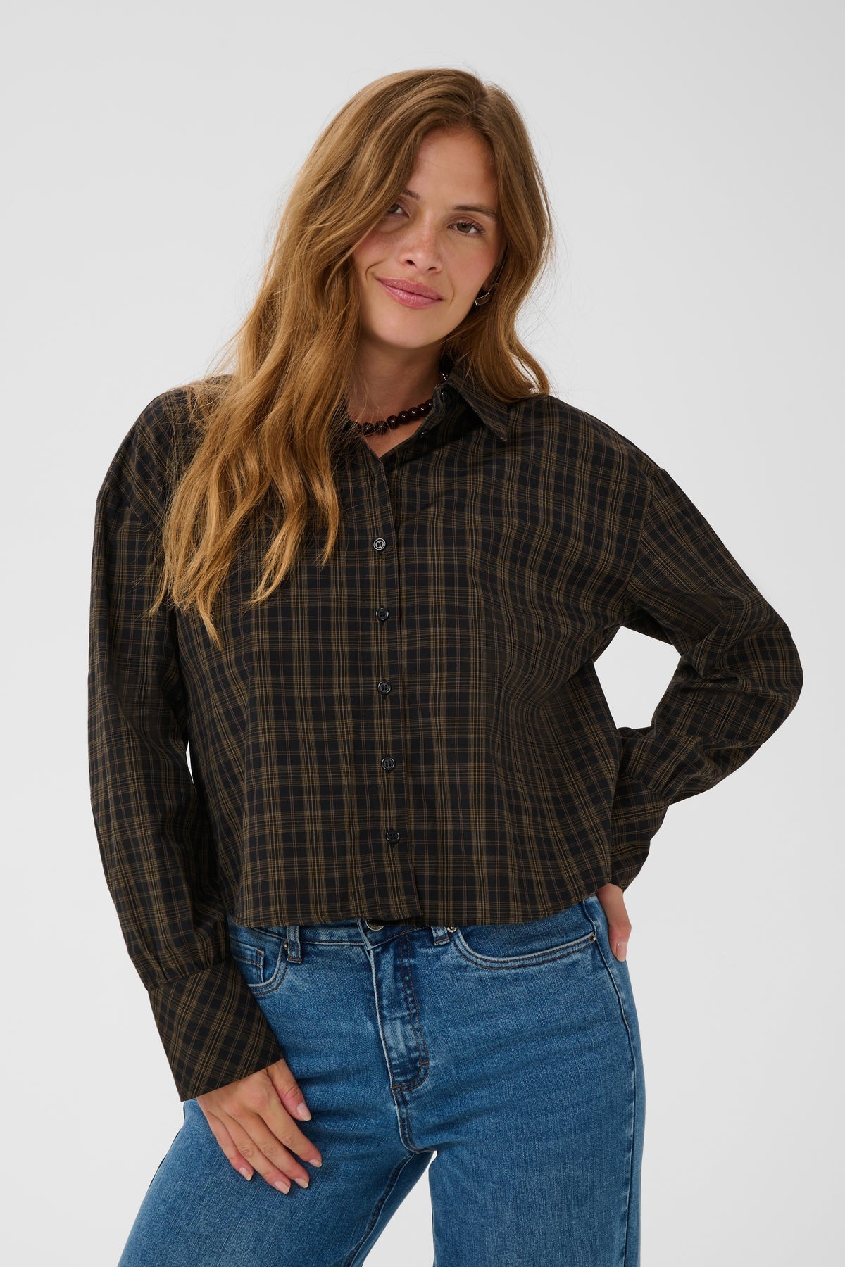 Kaffe KAhelie Check Shirt Black/ Brown check