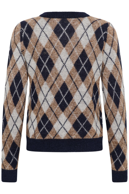 Kaffe Harlow Cardigan Graphite M / Deserttaupe M / Chalk