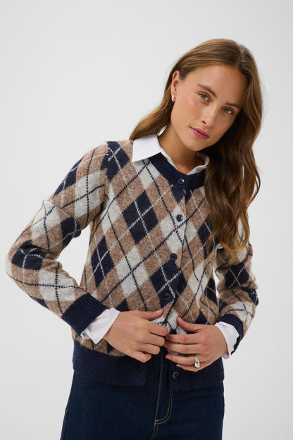 Kaffe Harlow Cardigan Graphite M / Deserttaupe M / Chalk