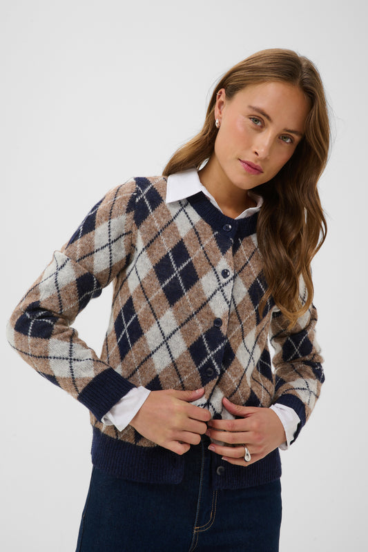 Kaffe Harlow Cardigan Graphite M / Deserttaupe M / Chalk