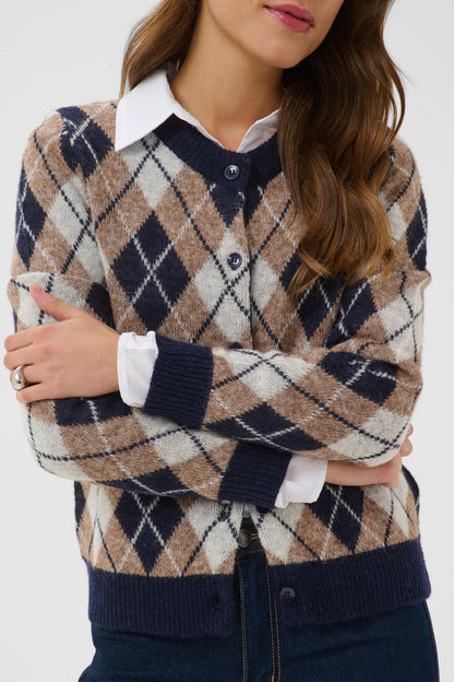 Kaffe Harlow Cardigan Graphite M / Deserttaupe M / Chalk