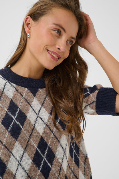 Kaffe Harlow Pullover Graphite M / Deserttaupe M / Chalk