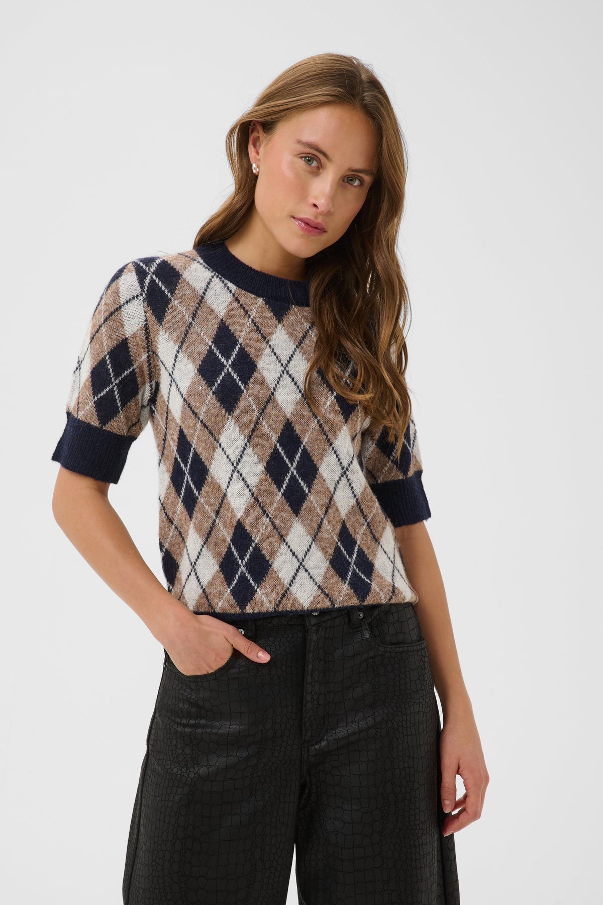 Kaffe Harlow Pullover Graphite M / Deserttaupe M / Chalk