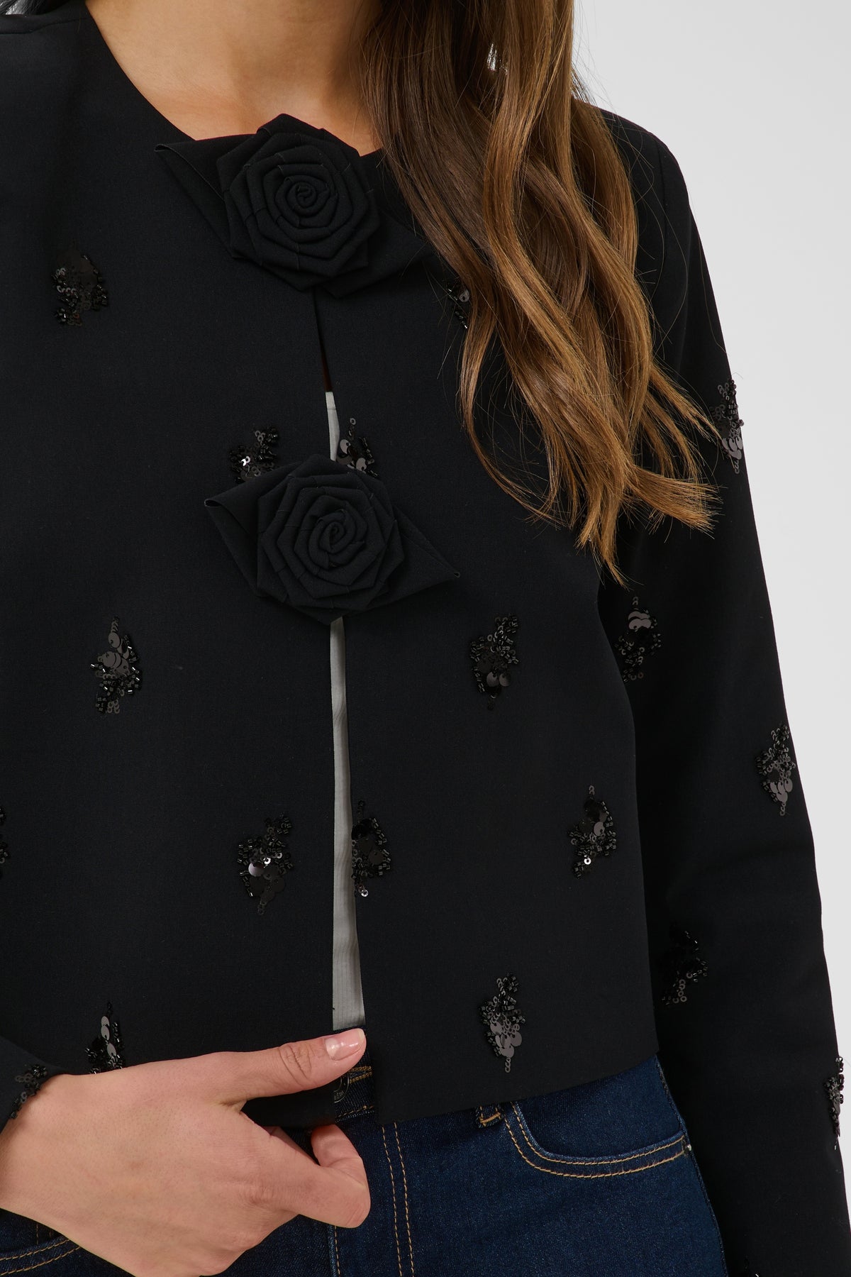 Kaffe KAvally Cropped Blouse Black Deep
