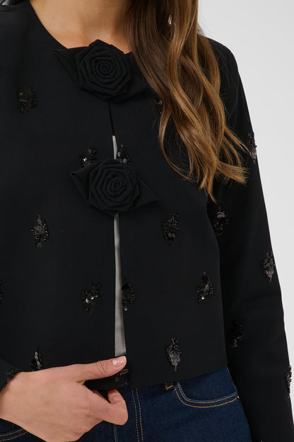 Kaffe KAvally Cropped Blouse Black Deep