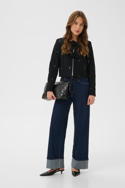 Kaffe KAvally Cropped Blouse Black Deep