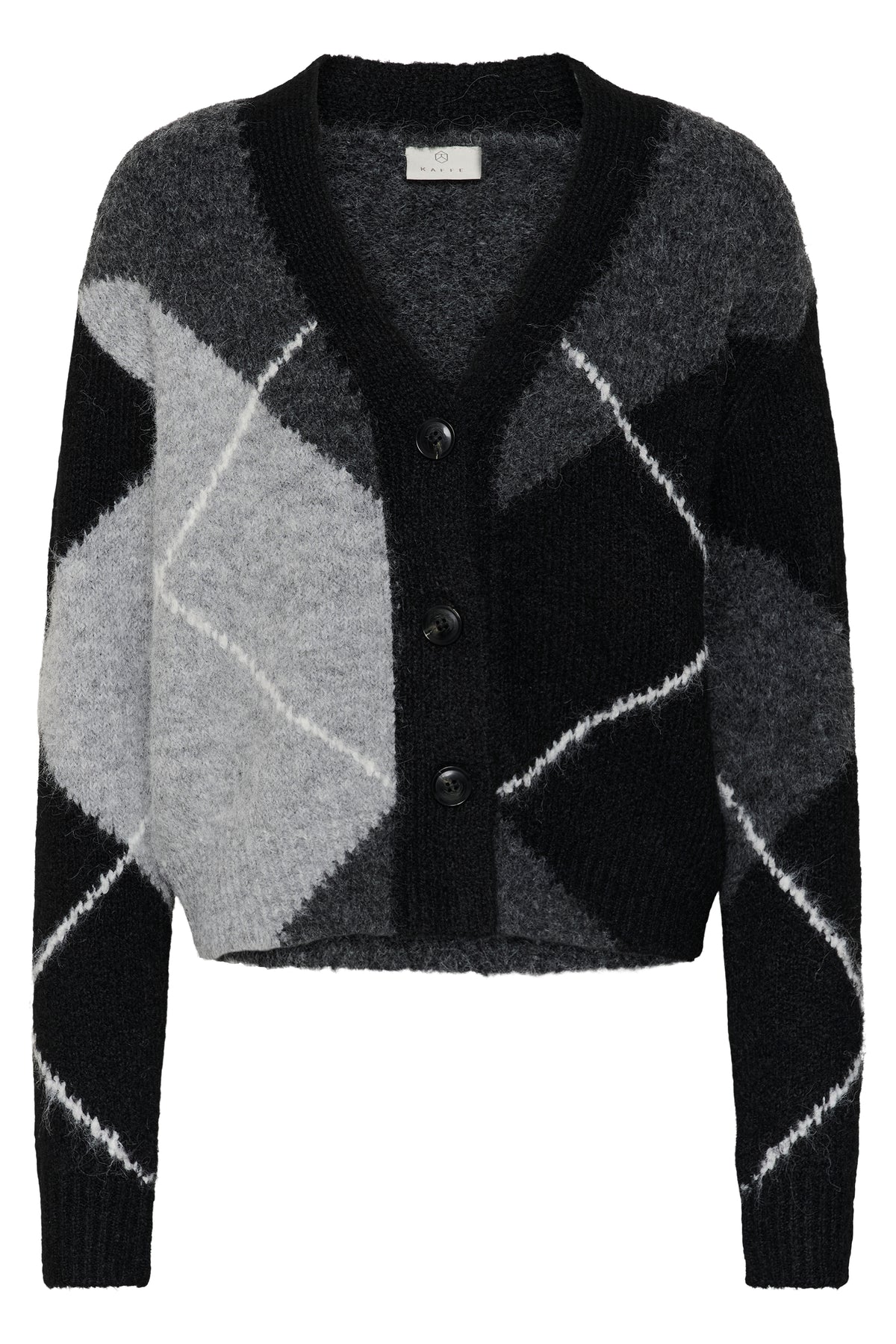 Kaffe KAgrith Cardigan Grey Melange / Black Check