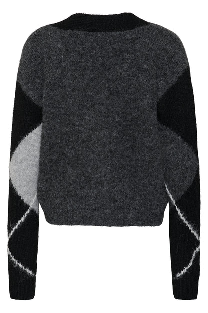 Kaffe KAgrith Cardigan Grey Melange / Black Check