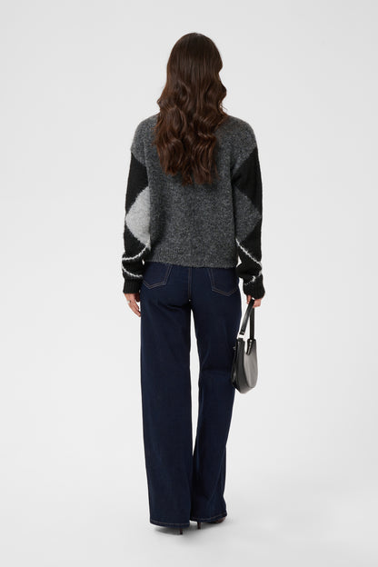Kaffe KAgrith Cardigan Grey Melange / Black Check