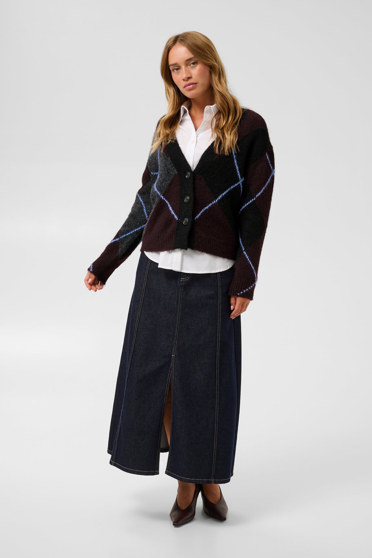 Kaffe KAgrith Cardigan Dark Grey Melange / Fudge