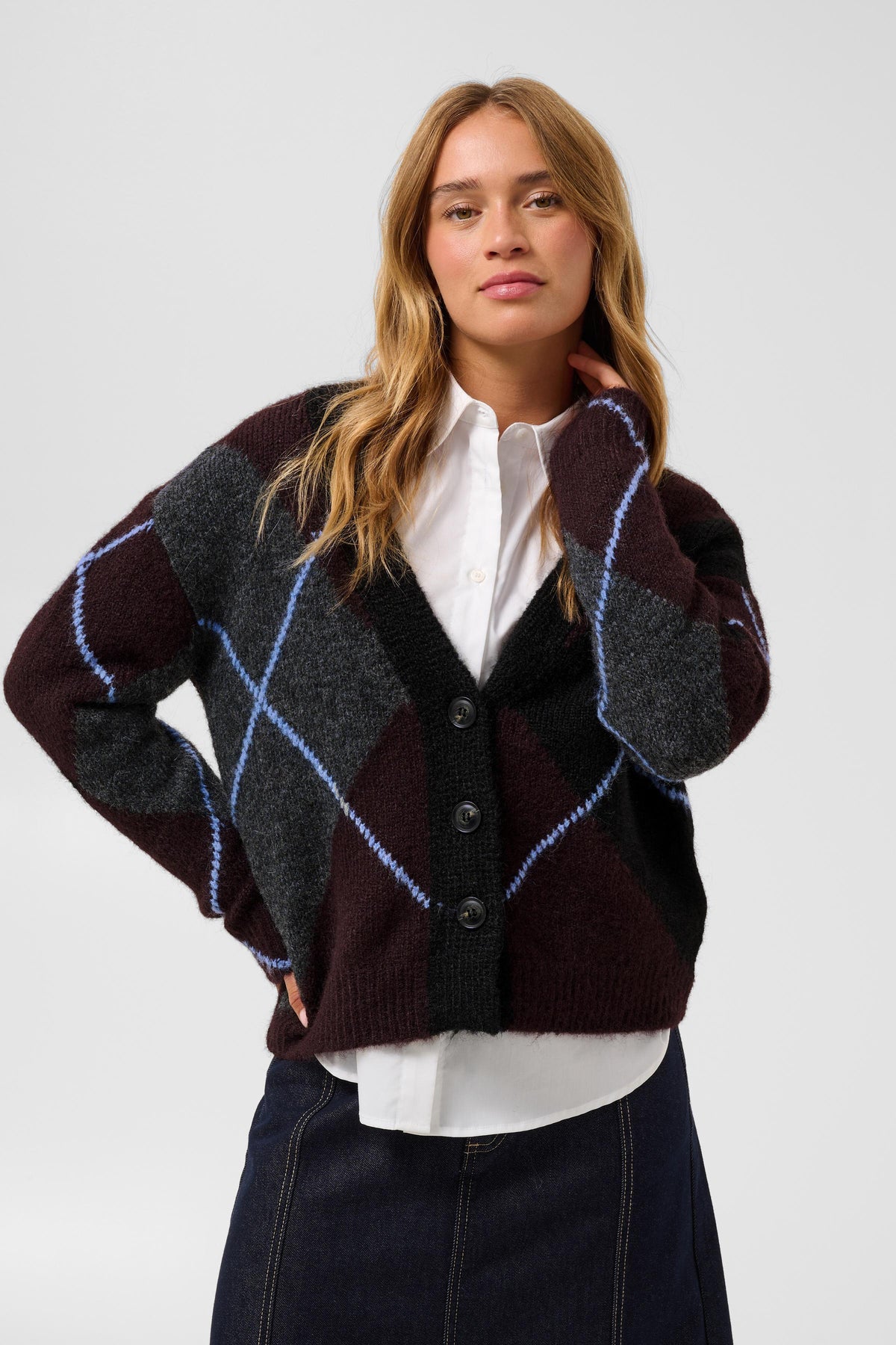 Kaffe KAgrith Cardigan Dark Grey Melange / Fudge
