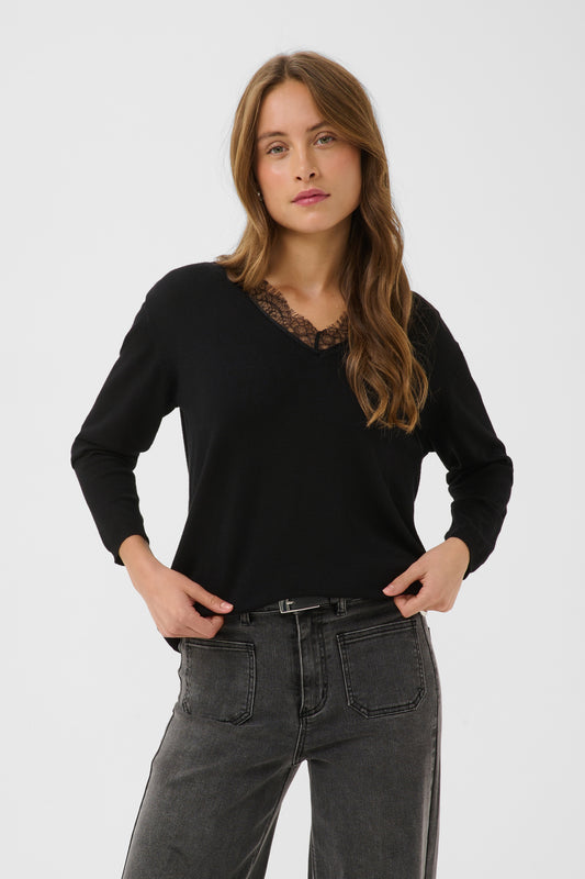 Kaffe KAlizza Lace Pullover Black Deep