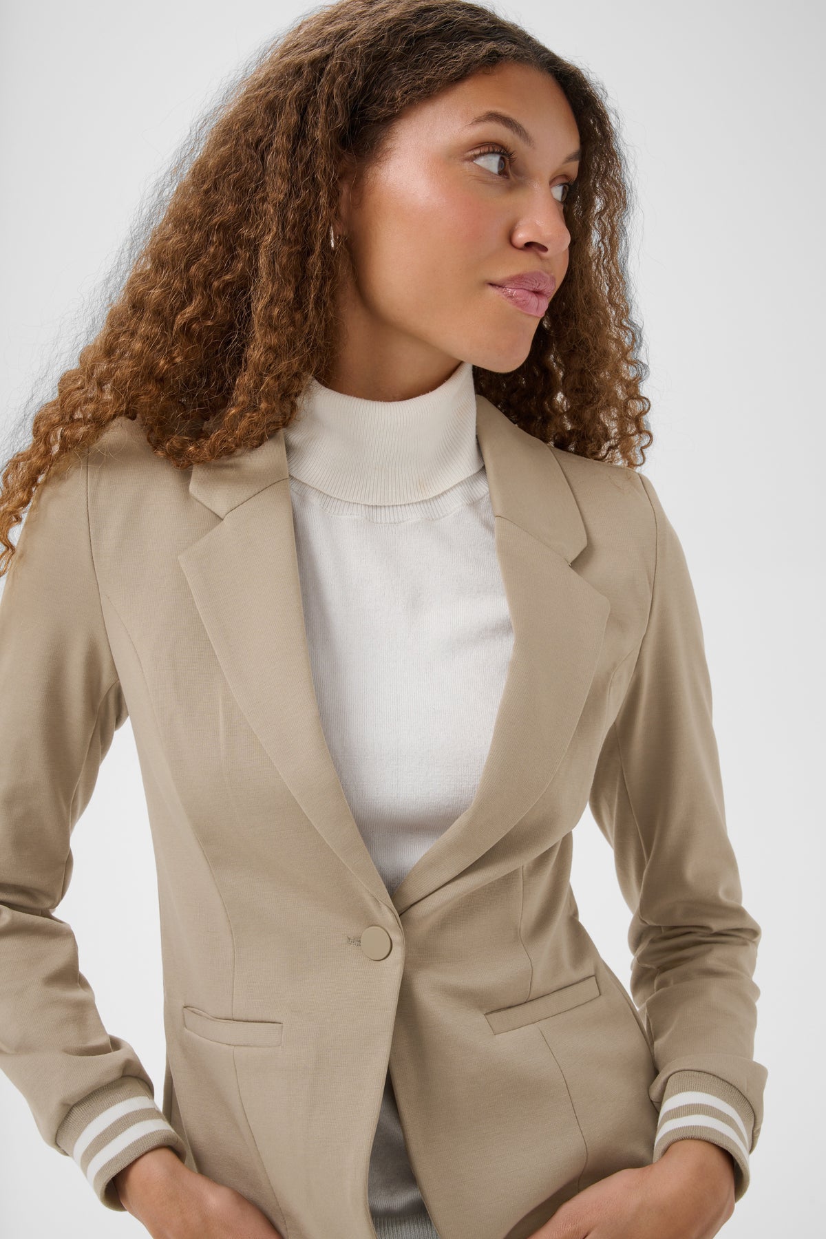 Kaffe Kinnie Blazer Desert Taupe/Chalk Stripe