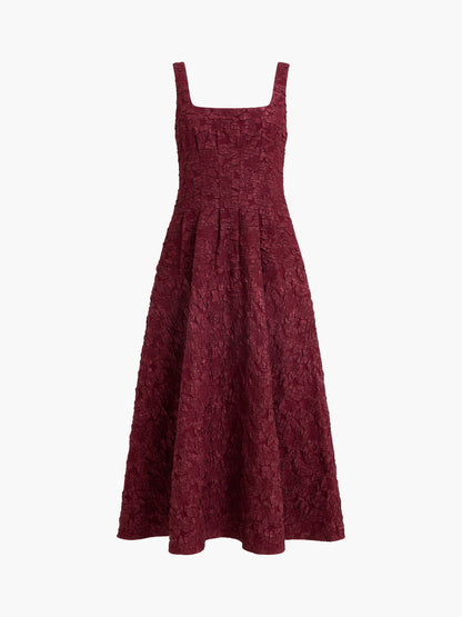 French Connection Milenda Jacquard Midi Dress Cherry Liqueur