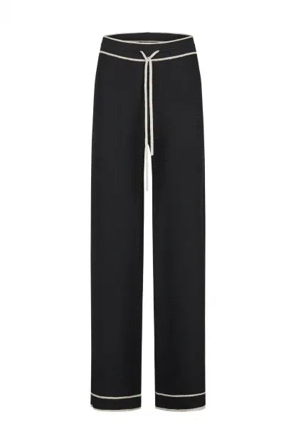 Marc Aurel Contrast Edge Knitted Trousers Black