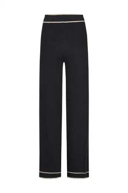 Marc Aurel Contrast Edge Knitted Trousers Black