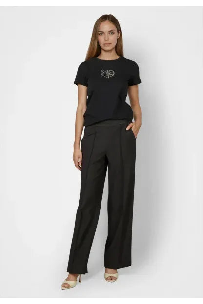 Marc Aurel Elastic Waistband Wide Leg Trousers Black