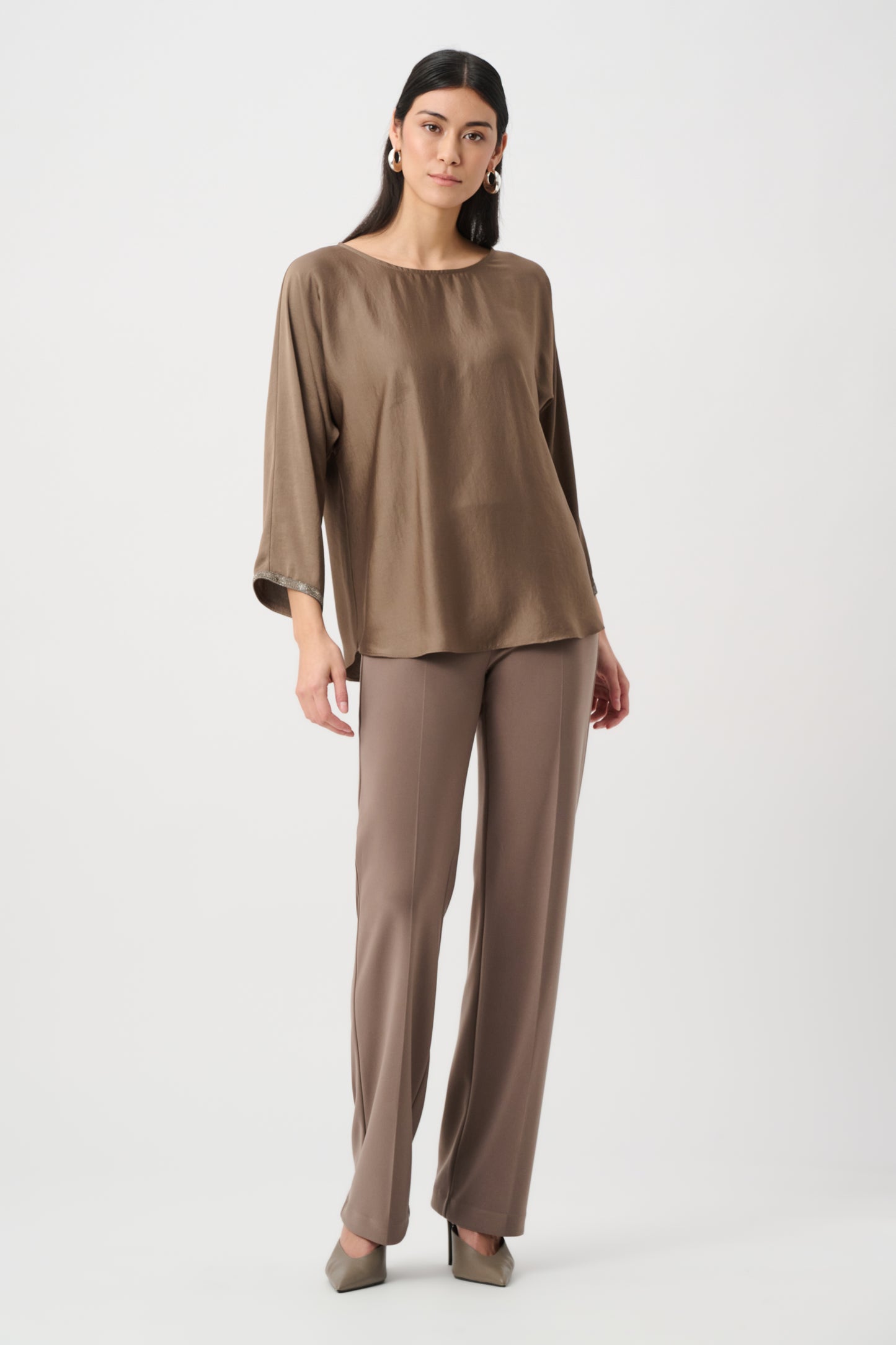 Joseph Ribkoff Classic Wide Leg Trouser Mink