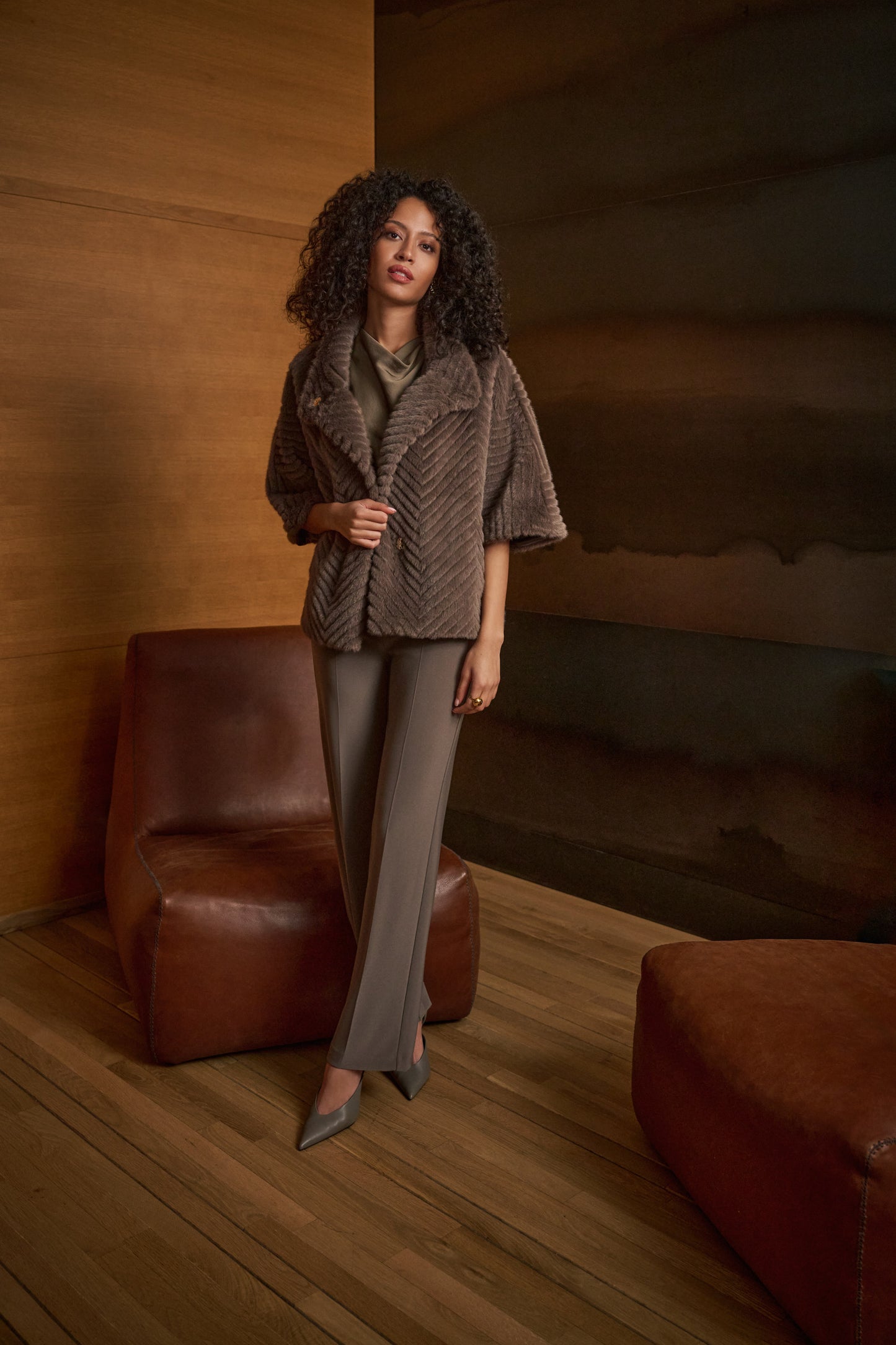Joseph Ribkoff Classic Wide Leg Trouser Mink