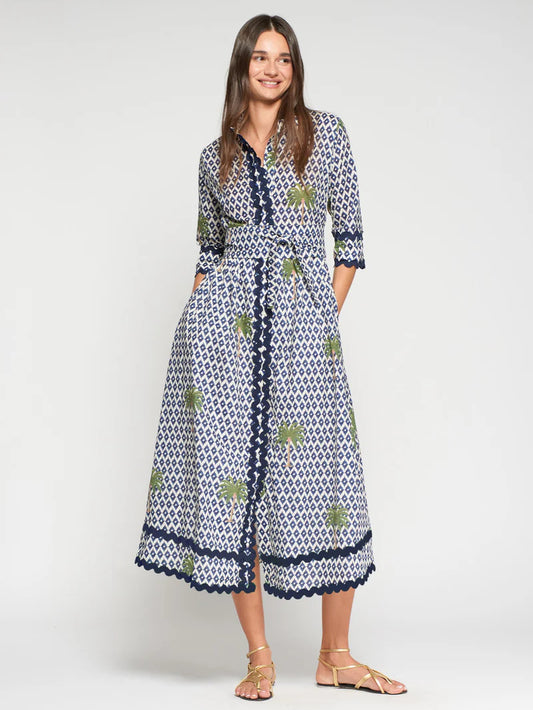 Vilagallo Palm Print Dress 33219