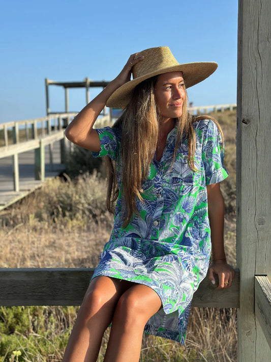 Vilagallo Print Shirt Dress Green/Blue 33594
