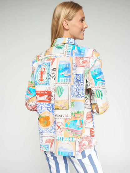 Vilagallo Travel Stamp Print Shirt 33598