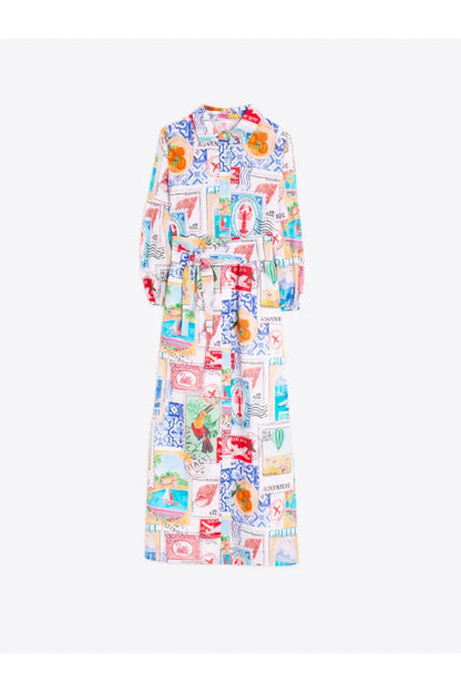 Vilagallo Stamp Print Shirt Dress 33603