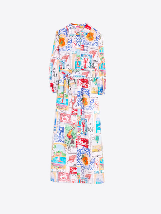 Vilagallo Stamp Print Shirt Dress 33603