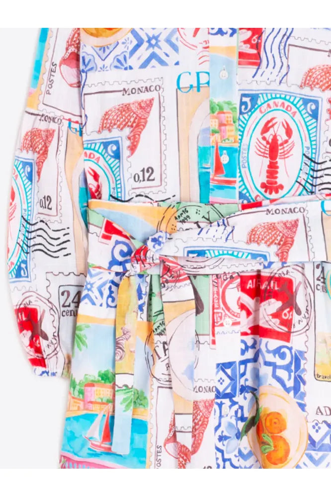 Vilagallo Stamp Print Shirt Dress 33603
