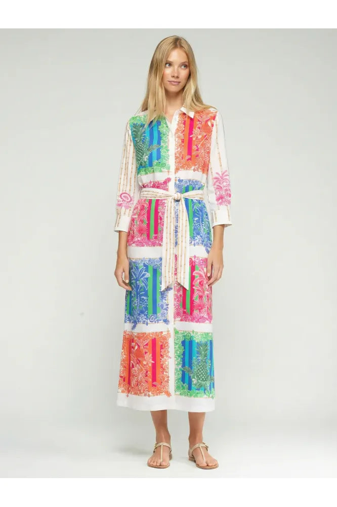 Vilagallo Tropical Print Shirt Dress 33656